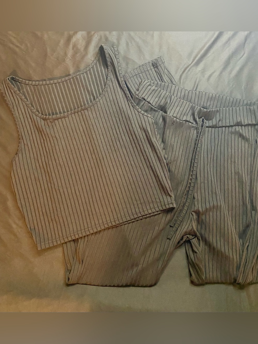 Ribbed Tank Top & Drawstring Pants Loungewear Set